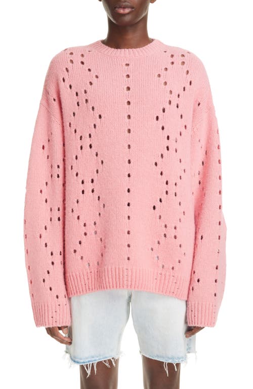 Givenchy Oversize Pointelle Stitch Crewneck Sweater Flamingo at Nordstrom,