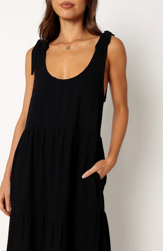Petal And Pup Marcy Linen Midi Dress In Black