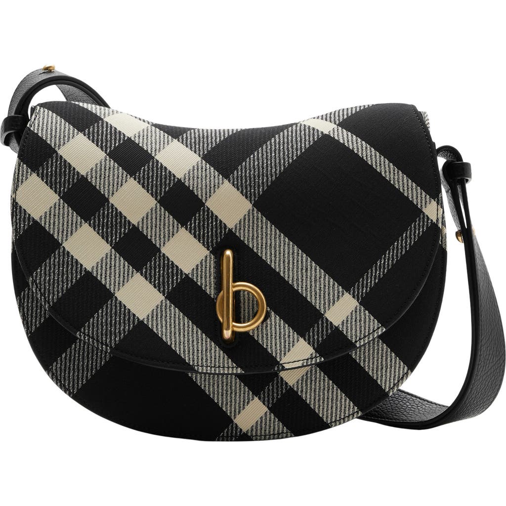 Burberry Rocking Horse Medium Check Crossbody Bag In Black