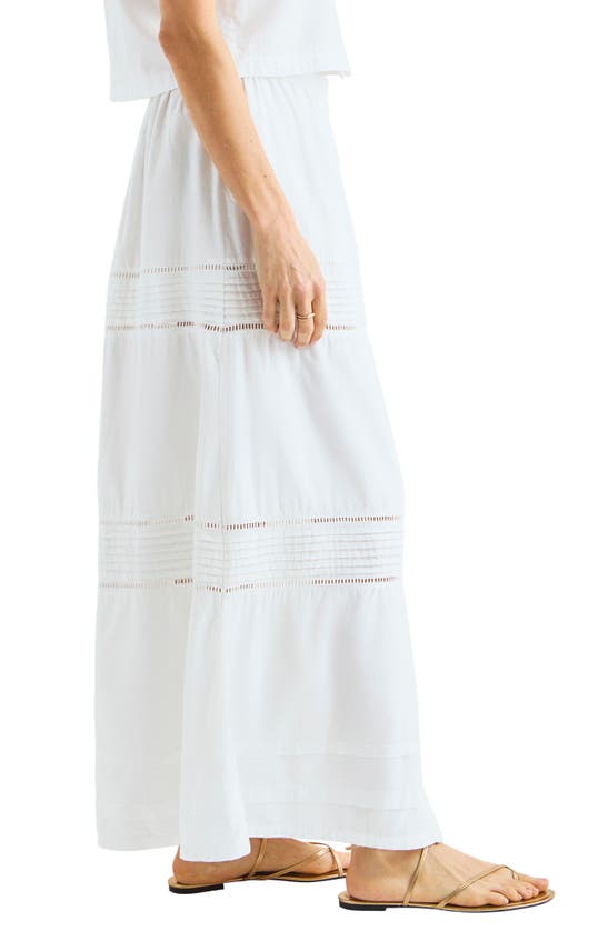 Shop Splendid Callan Ladder Trim Button Front Midi Skirt In White