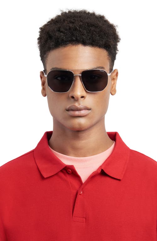 Polaroid 59mm Polarized Rectangular Sunglasses In Dark Ruthen/gray Polar