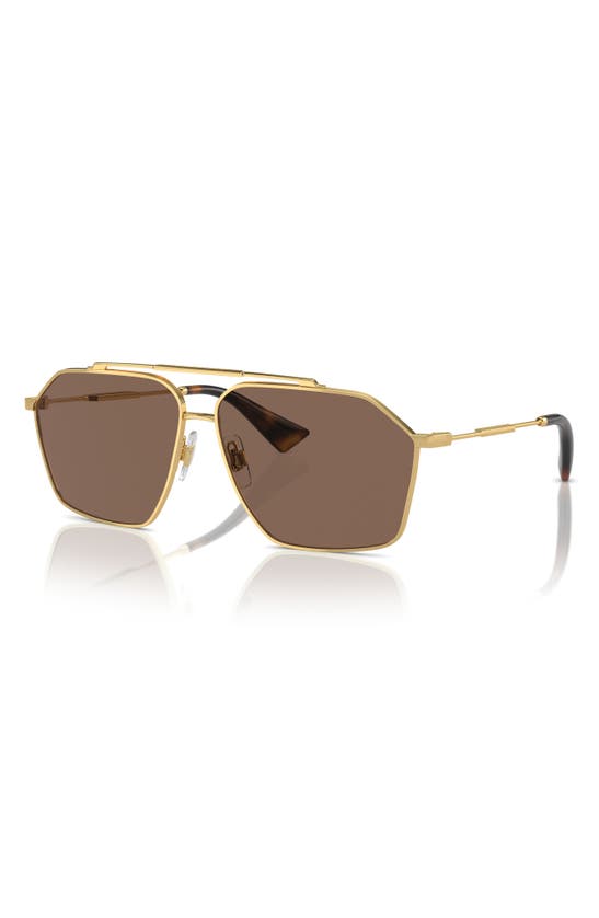 Shop Dolce & Gabbana 61mm Pilot Sunglasses In Gold