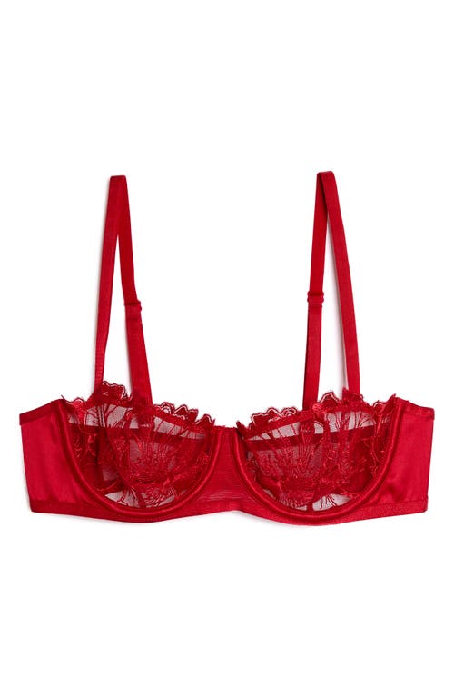 Etam Amaryllis Embroidered Underwire Demi Bra In Red