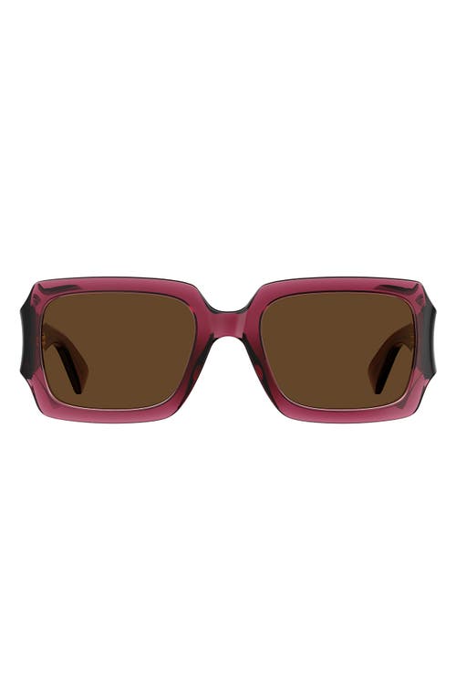 Shop Moschino 53mm Rectangular Sunglasses In Red/brown