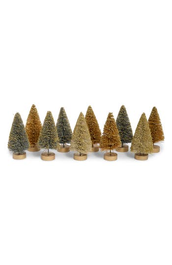 Shop Nordstrom Rack Set Of 10 Bottle Brush Trees In Metallic Multi