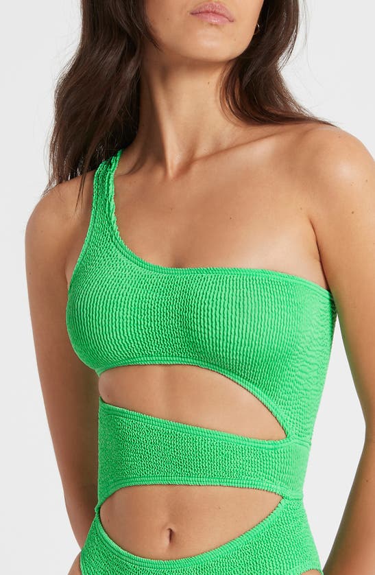 Shop Bondeye Rico Cutout One-shoulder One-piece Swimsuit In Apple Eco