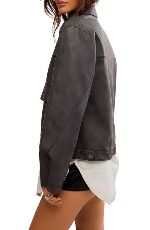 Shop Free People Blair Faux Leather Jacket In Charcoal Combo