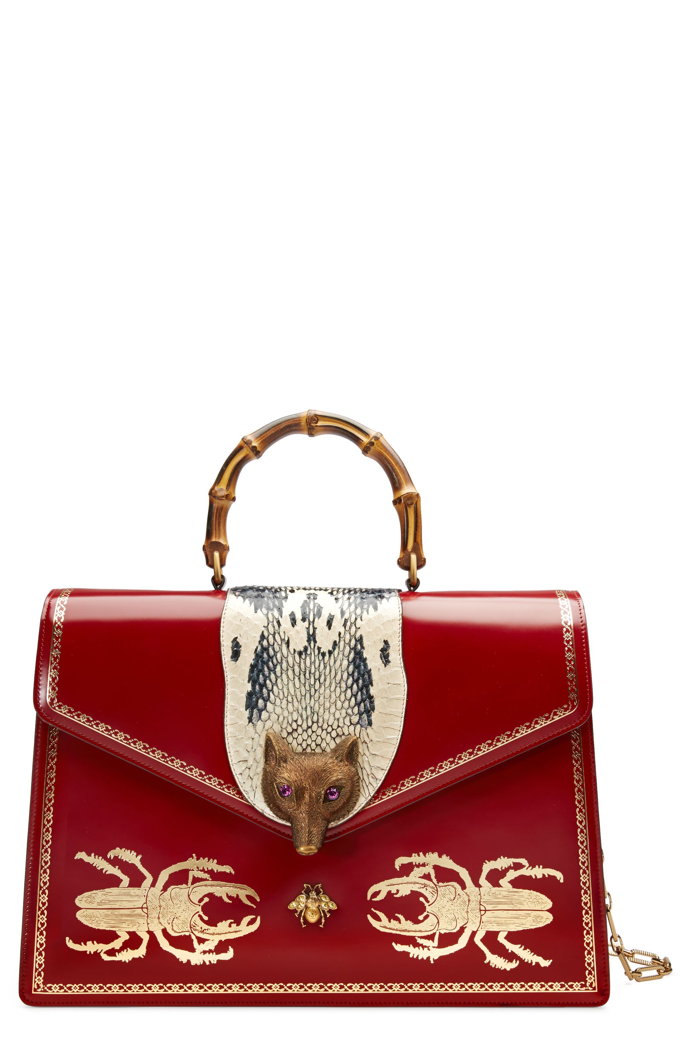 Gucci Large Broche Beetle Print Leather 