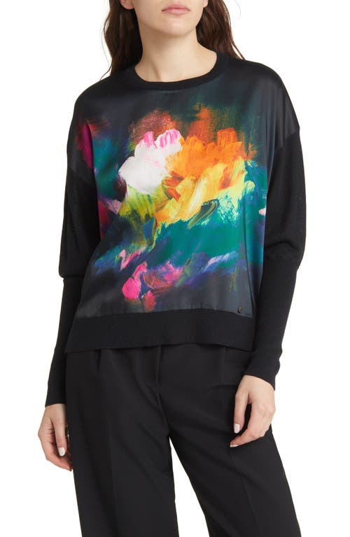 Ted Baker London Zahra Woven Front Sweater in Black