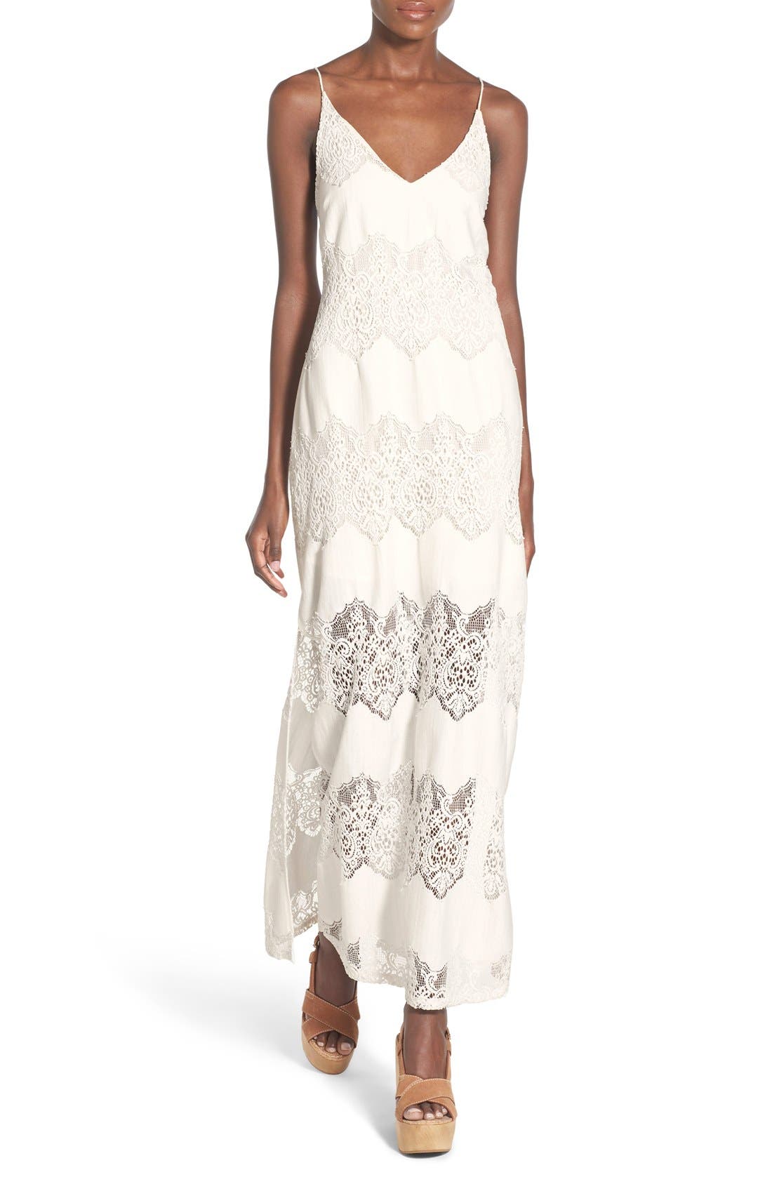 ASTR Tassel Tie Lace Maxi Dress Nordstrom