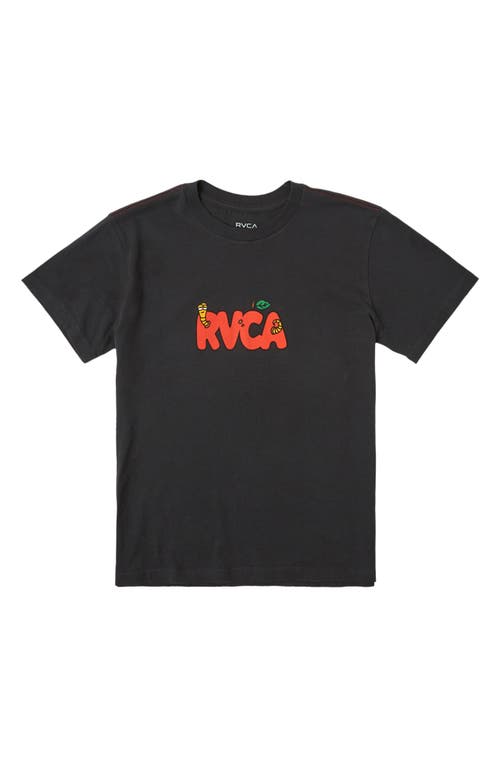 RVCA Kids' Apple A-Day Cotton Graphic T-Shirt Pirate Black at