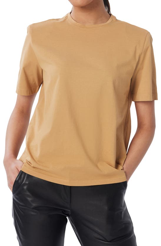 Lita By Ciara Boxy Shoulder Pad Cotton T-shirt In Iced Coffee