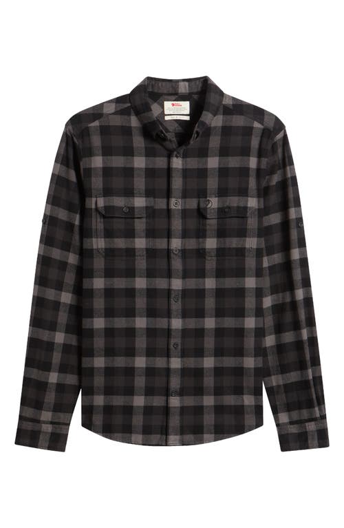 Fjall Raven Fjällräven Skog Trim Fit Plaid Cotton Flannel Button-down Shirt In Black-grey