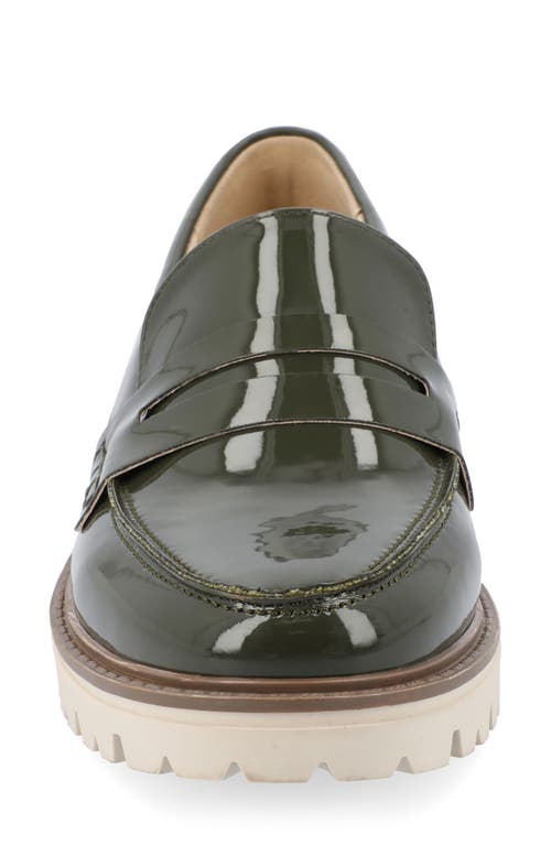 Shop Journee Collection Kenly Comfort Foam Penny Loafer In Patent/green