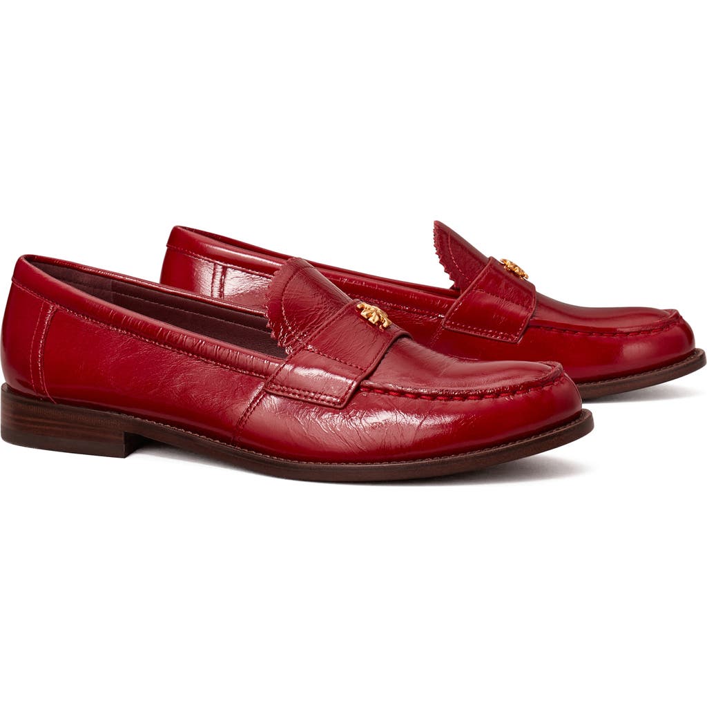 Tory Burch Classic Leather Medallion Loafers In Crimson Red