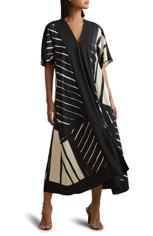 Reiss Sami Tie Belt Maxi Dress In Black/white