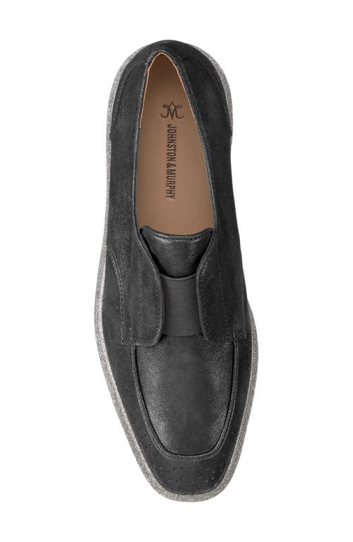 Johnston & Murphy Gracelyn Platform Wedge Derby In Black Metallic Kid Suede