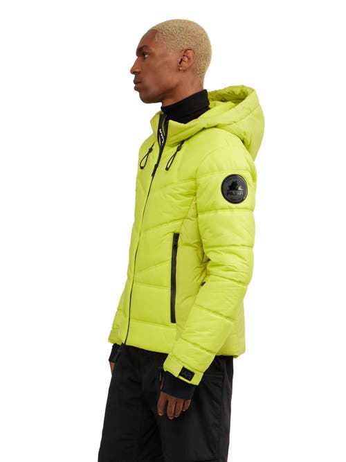 Pajar Thebe Mixed Media Ski Jacket With Fixed Hood In Neo Green