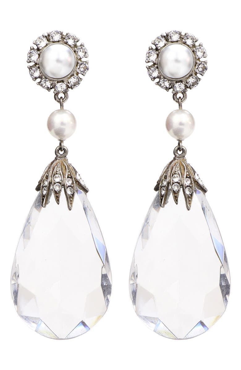 Ben-Amun Imitation Pearl & Crystal Clip Earrings | Nordstrom