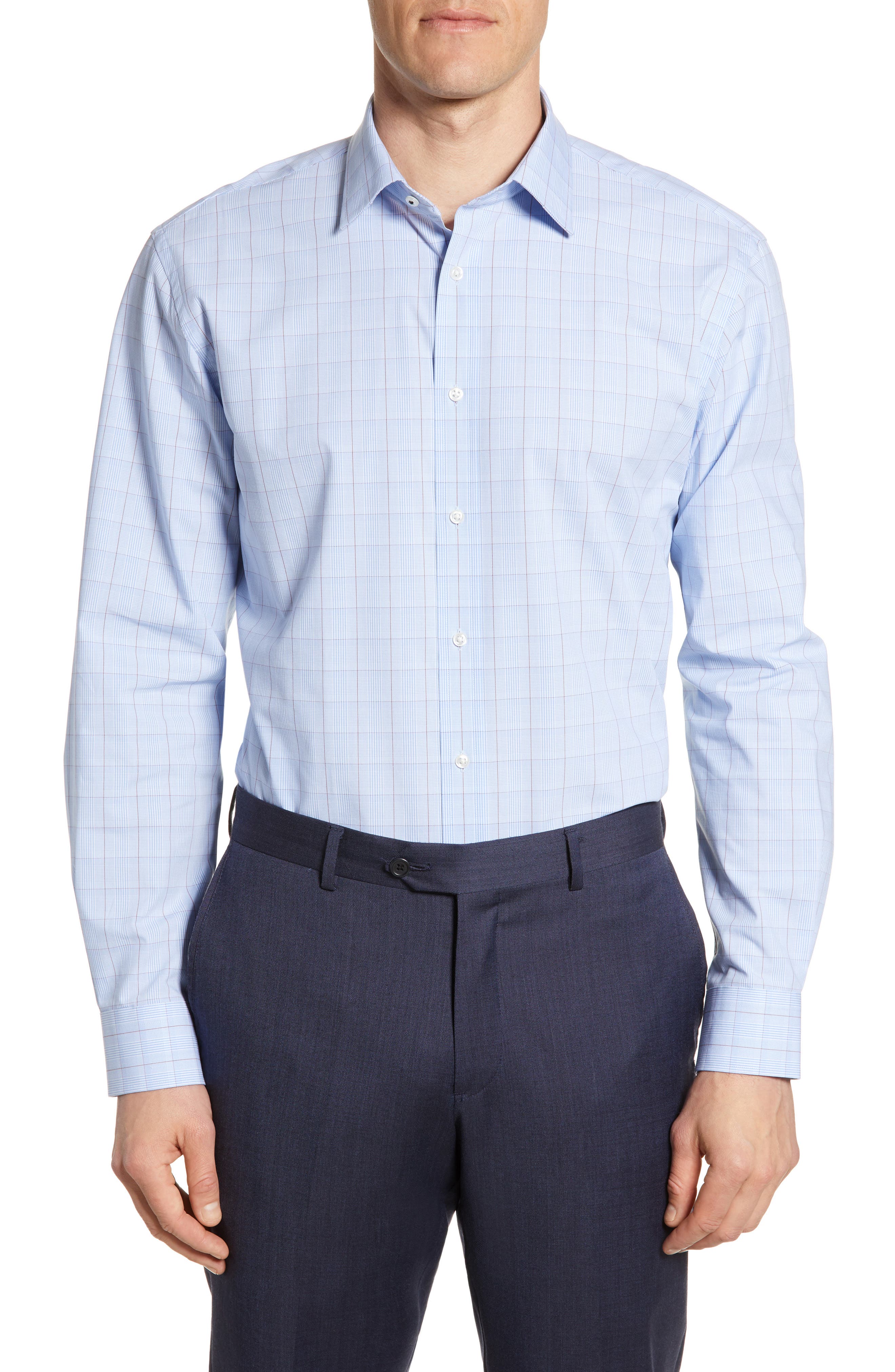 Nordstrom Men's Shop Tech Smart Traditional Fit Stretch Plaid Dress