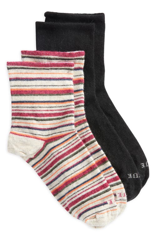 Shop Hue 2-pack Wool Blend Mini Crew Socks In Multi Stripe Pack