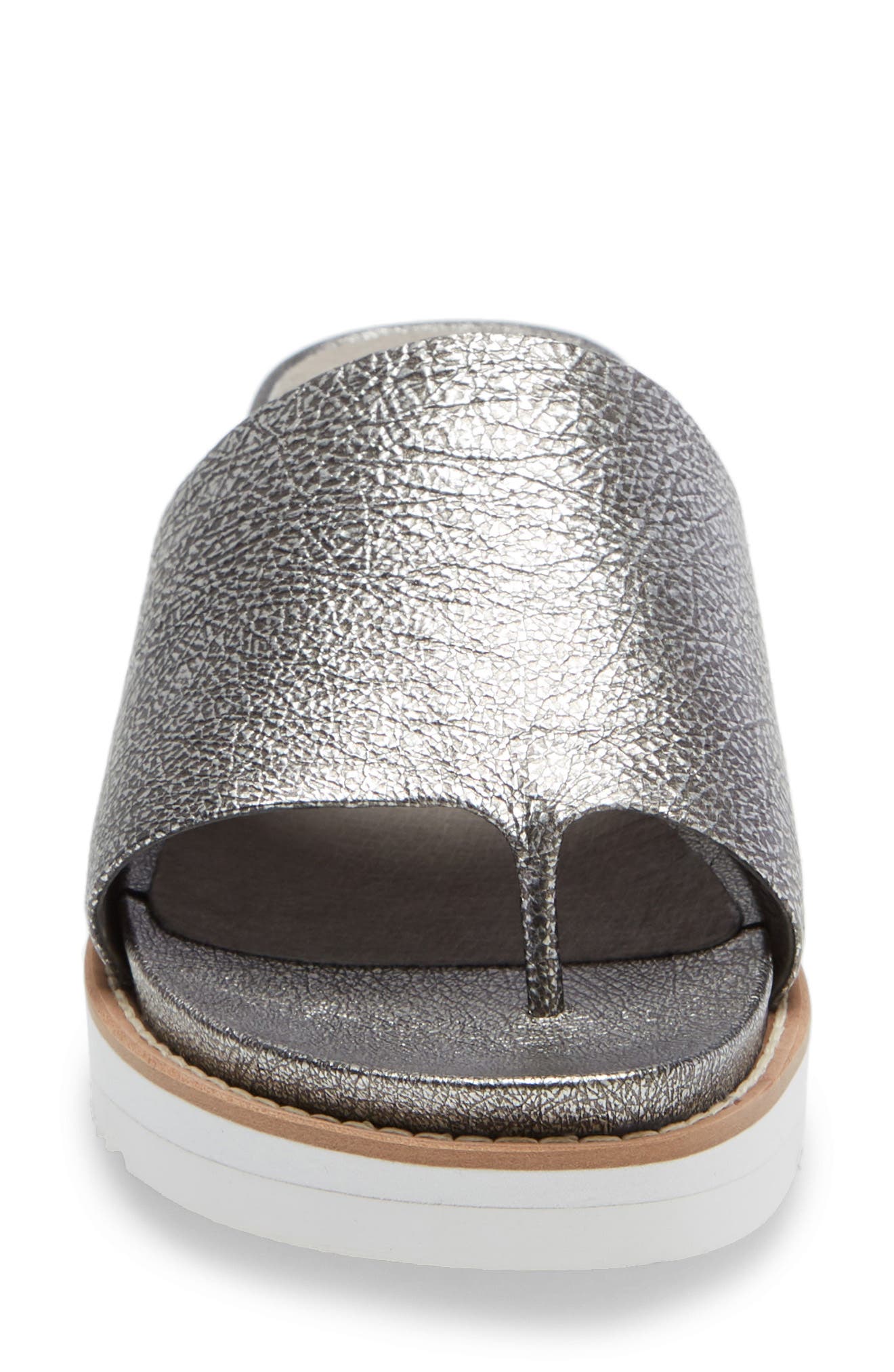 Eileen Fisher Touch Platform Sandal In Silver Metallic Leather | ModeSens