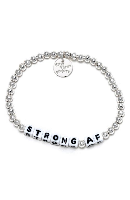 Little Words Project Strong AF Beaded Stretch Bracelet in Silver
