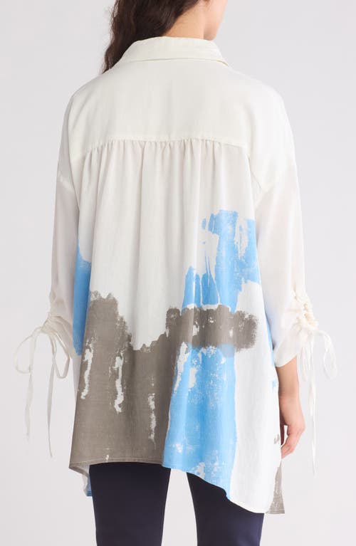 Patrizia Luca Printed Button-up Tunic Shirt In White