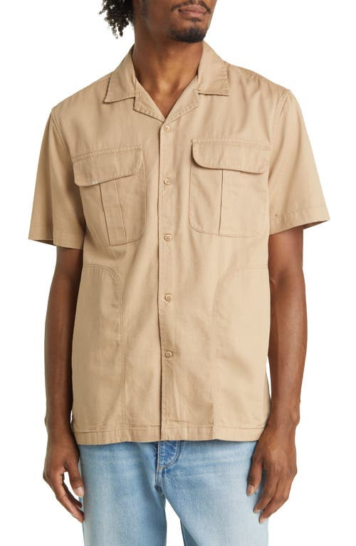 Short Sleeve Button-Up Utility Shirt in Stone
