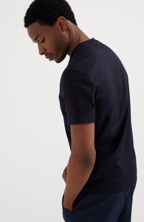 Shop Brunello Cucinelli Jersey T-shirt With Chest Pocket In Navy Blue