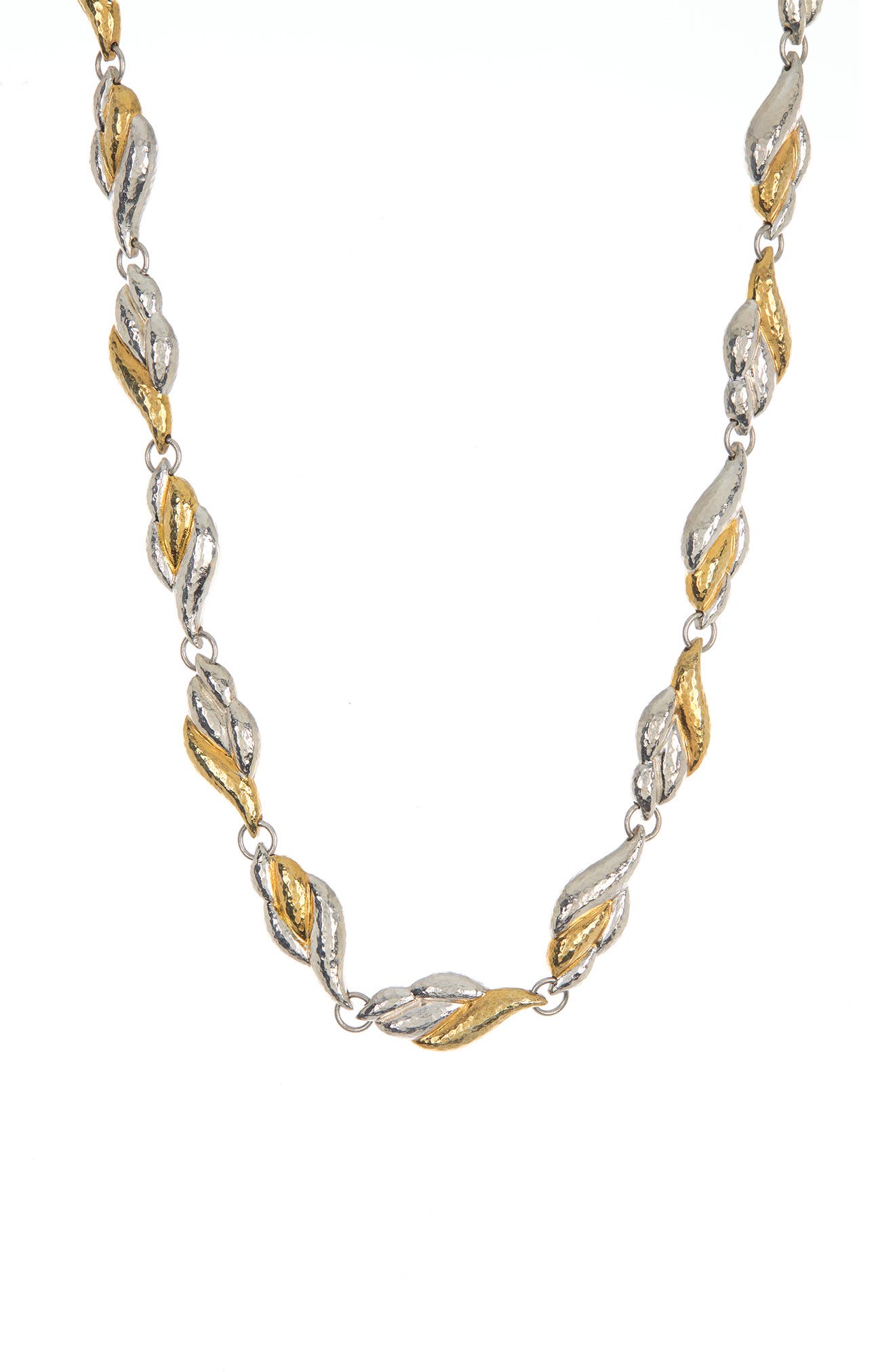 Gurhan Callah 24k Gold Plated Sterling Silver Hammered Twist Station Collar Necklace