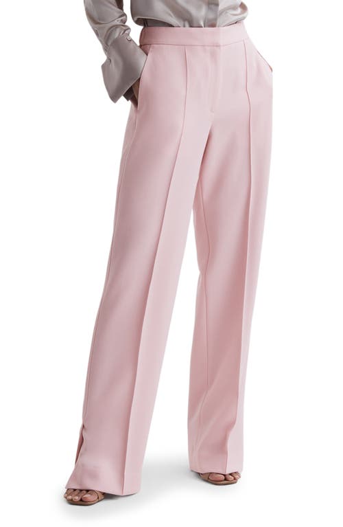 Reiss Marina Wide Leg Slit Hem Trousers in Pink