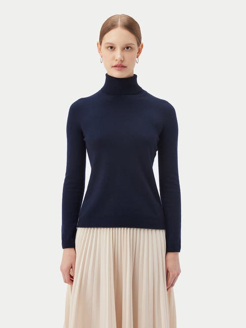 Gobi Cashmere Classic Turtle Neck In Navy