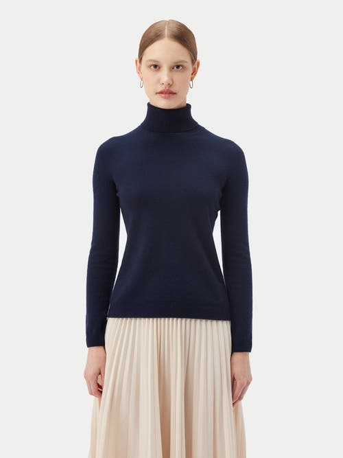 Shop Gobi Cashmere Classic Turtle Neck In Navy