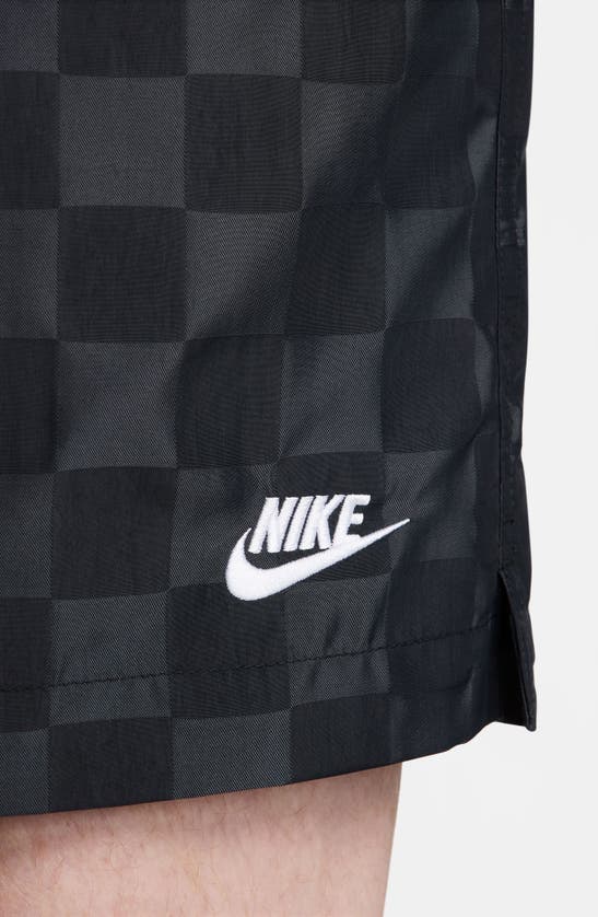 Shop Nike Club Flow Check Nylon Shorts In Black/ White