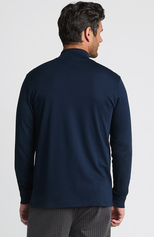 Shop Lands' End Cotton Supima Mock Turtleneck In Radiant Navy