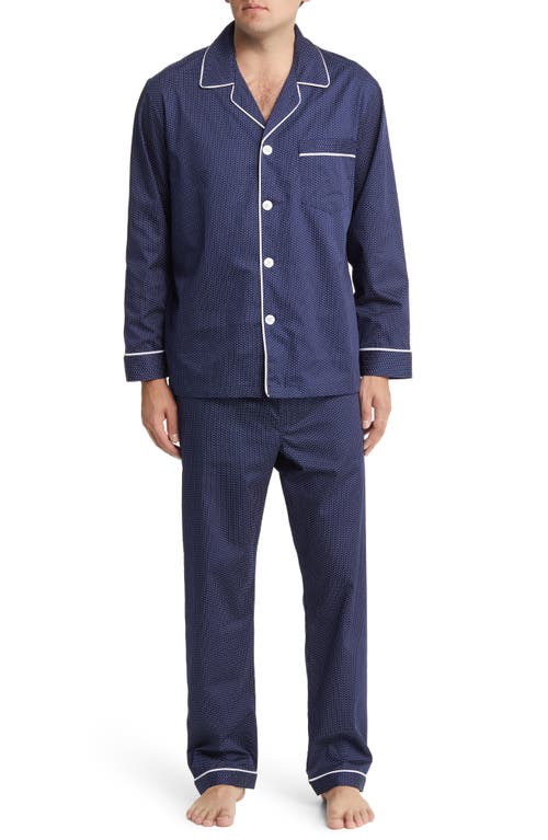 Southport Woven Cotton Pajamas in Navy Dot