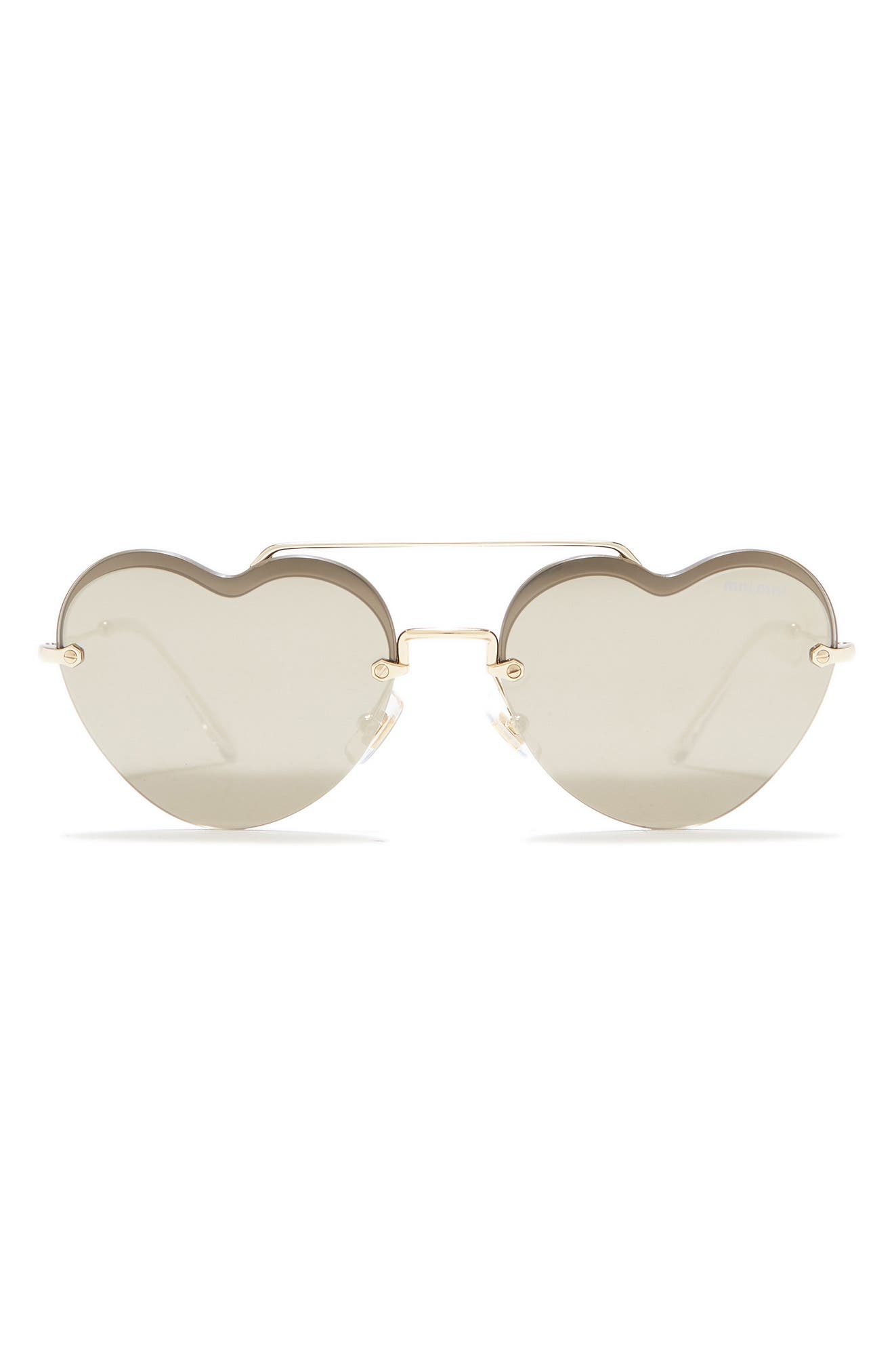 MIU MIU Heart Shaped Silver Sunglasses MIU MIU 54R Gold Red Silver Mirror Round Heart Metal Enamel  main image 4