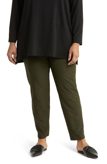 Eileen Fisher Slim Knit Ankle Pants In Woodland