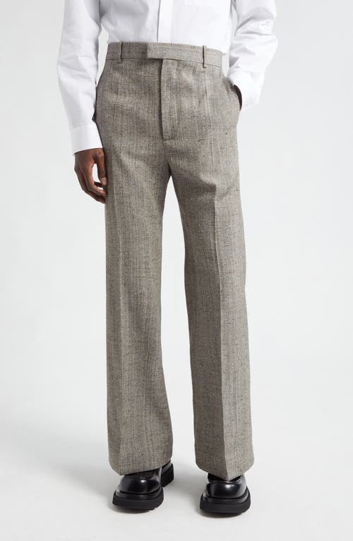 Shop Bottega Veneta Knotted Mélange Trousers In Brown/white/blue