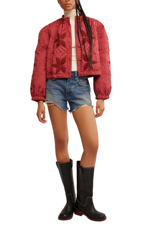 Shop Free People Quinn Quilted Crop Jacket In Marsala