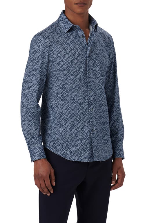Bugatchi James OoohCotton Paisley Print Button-Up Shirt Navy at Nordstrom,