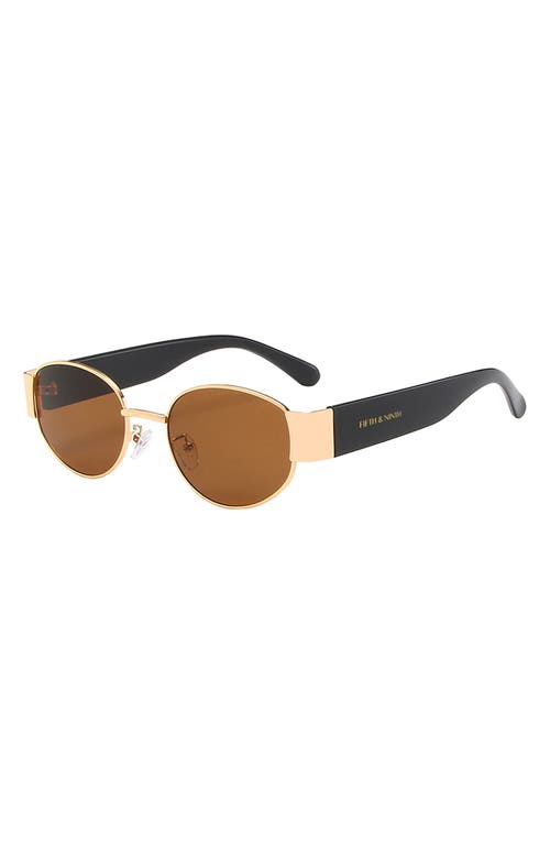 Fifth & Ninth Elliot 57mm Polarized Oval Sunglasses In Brown/gold