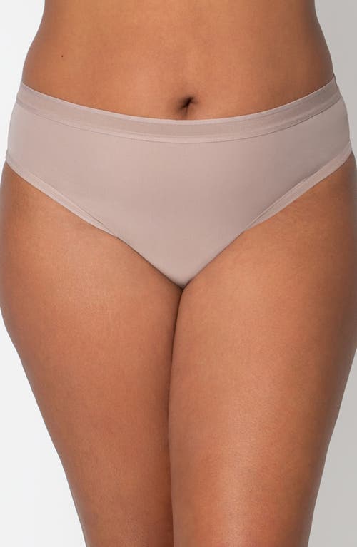 Curvy Couture Sheer Mesh High Cut Briefs In Black/blushing/bark