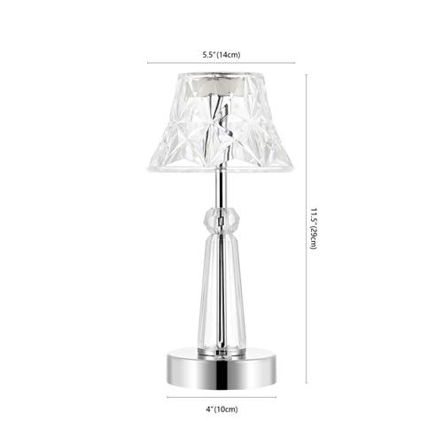 Jonathan Y Madelyn Bohemian Classic Acrylic Rechargeable Integrated Portable Led Table Lamp In Clear/chrome