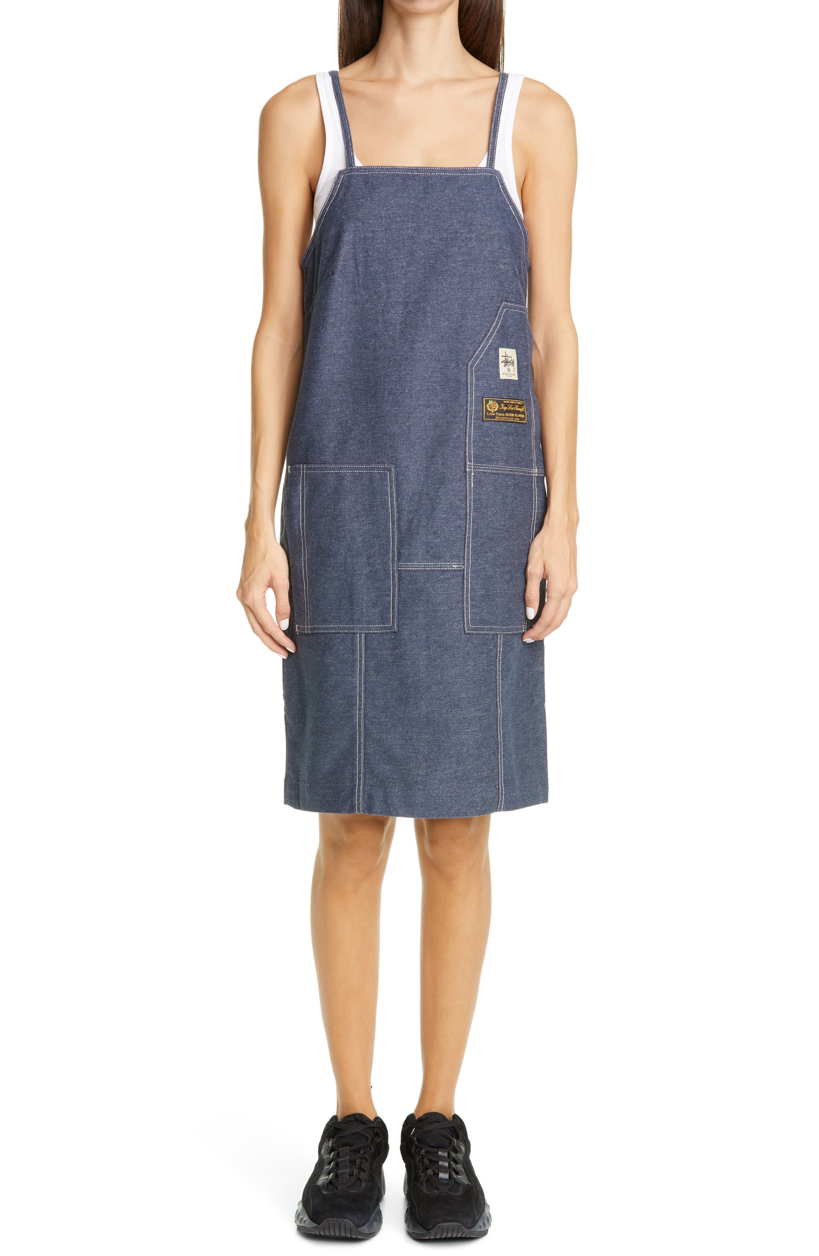 denim apron dress