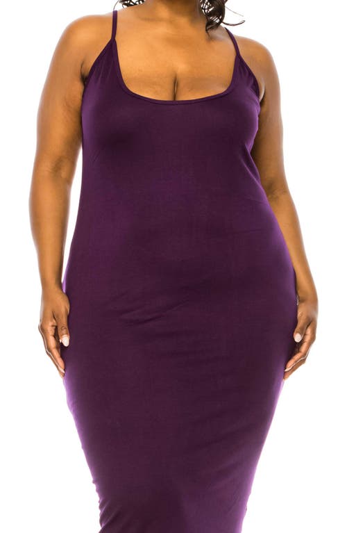 L I V D Jennie Stretch Midi Body-con Dress In Eggplant
