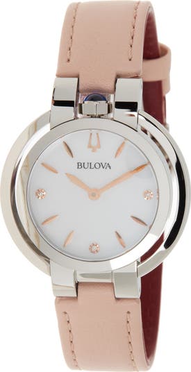Bulova white leather strap 2025 ladies watch