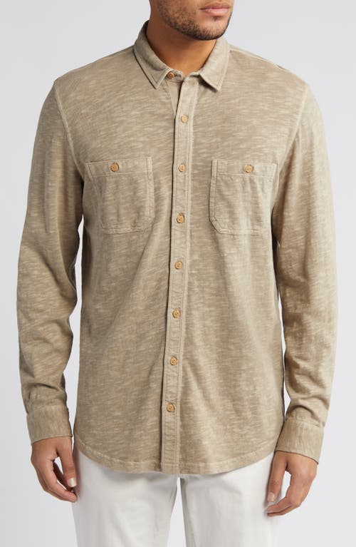 Long Sleeve Button-Up Shirt in Tan Burrow