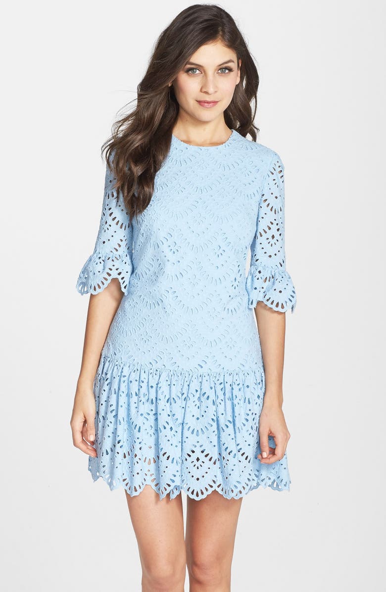 Cynthia Rowley Gathered Cotton Eyelet Fit & Flare Dress | Nordstrom